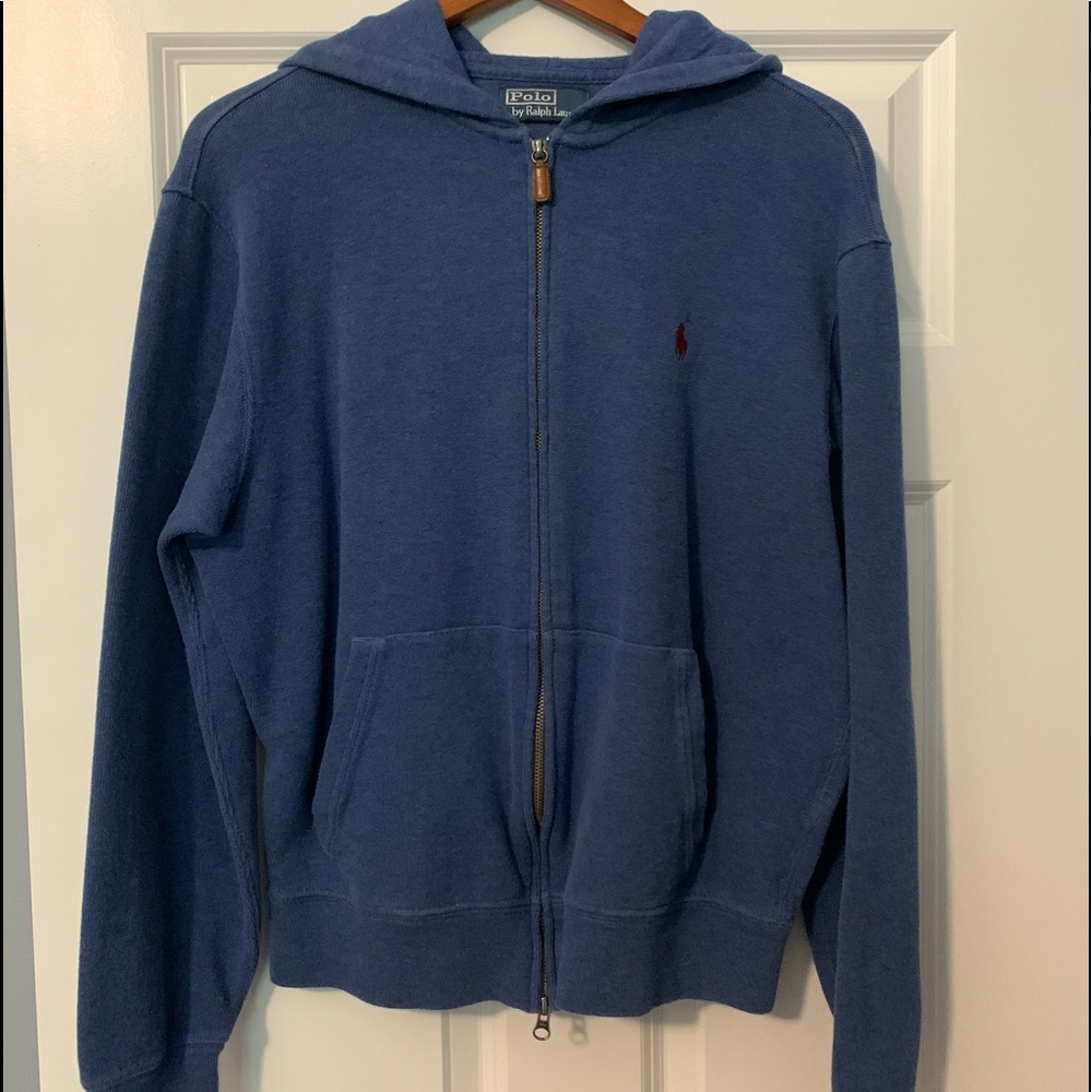 Polo Hooded Full zip ribbed cotton hoodie